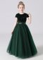 Girls Sequin Mesh Princess Party Formal Dress Green