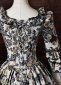 18th Century Black Floral Jacquard Brocade Victorian Rococo Dress with Hat 6