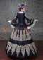 Black Long Lace Flare Sleeves Vintage Wedding Ball Gown Dress Theater Costume 4