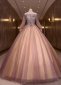 Off The Shoulder Shining Tulle Embroidery Applique Long Sleeve Formal Prom Dress
