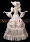 Champagne Long Flare Sleeves Lace Sequin Vintage Rococo Women Dress with Hat 2
