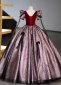 Vintage Burgundy Velvet Square Collar Formal Party Dresses 1