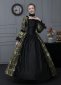 Black Gold Floral Brocade Victorian Dress for Women 3