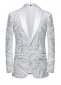A Men White Cashew Flower Sequin Floral Suit Jacket Blazer