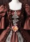 Brown Satin Lace Flower Short Sleeve Floor Length Masquerade Dress 5