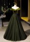 Army Green Sexy Tulle Off Shoulder Evening Dress