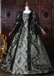 Dark Green Floral Brocade Lace Puff Sleeves Gothic Victorian Dress