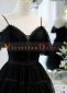 Deep V Neck Black Tulle Straps Sweetheart Tea Prom Dress 2