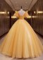 Gorgeous Puff Sleeves Yellow A Line Prom Formal Dress 3