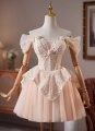 Ball Gown Sweetheart Appliques Lace Mini Lace Corset Dress