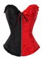 Black And Red Patchwork Brocade Jacquard Overbust Corset
