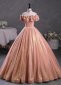 Ball Gown Off-the-Shoulder Shiny Long-Length Tulle Prom Dress