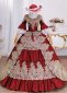 Wine Red Rococo Lace Embroidery Masquerade Ball Gown Halloween Christmas Dress