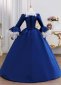 Blue Embroidered Lace Masquerade Ball Gown Historical Dress 4