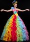 Stage Flower One Shoulder Sequin Dresses Women Colorful Tutu Ball Gown