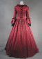 Wine Red Brocade Long Sleeve Authentic Gothic Victorian Dress 2