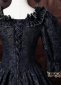 Vintage Black Floral Cotton Gothic Victorian Ball Dress 6