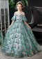 Children Green Sequin Strapless Prom Homecoming Ball Gown