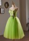 Green Corset Embroidery Party Tulle Dress