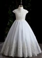 Children High Neck Gray Tulle Performance Graduation Party Dresses