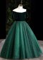Vintage Green Velvet Mesh0Dress Banquet Party Dresses For Children
