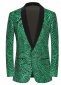 Men Green Cashew Flower Sequin Floral Suit Jacket Blazer