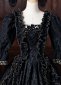 Vintage Black Floral Cotton Gothic Victorian Ball Dress 5