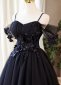 Black Applique Spaghetti Straps Tulle Cocktail Dress 2