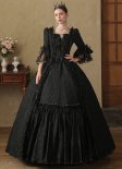 Customized Black Renaissance Regal Evil Queen Premium Brocade Dress Masquerade Gown Witch Halloween Costume