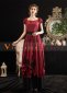 Wine Red Women Rococo Lolita Victorian Ball Gown Theatre Clothing 4