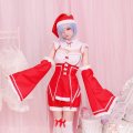 Red Anime Re:zero Kara Hajimeru Isekai Seikatsu Life In a Different World Ram Rem Cosplay Costume Maid Dress Christmas Costume