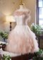 Pink Off the Shoulder Feather Tulle Club Dresses 1