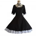 Anime Rewrite Cosplay Evening Dress Black Lolita Maid Dress for Women