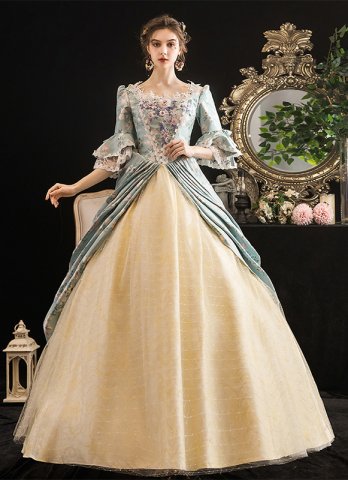 로코코 블루 남부 벨 공주 드레스 가장 무도회 마리 앙투아네트 빅토리아 드레스