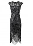 Black 1920s Sequined Flapper Dress Women Cocktail Dress