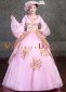 Pink Long Flare Sleeves Lace Sequin Rococo Masquerade Dress Theater Dancer Costume