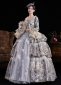 Women Gray Jacquard Long Sleeves Floor Length Festive Formal Ball Dress 2