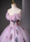 Purple Off the Shoulder Tull Mesh Homecoming Dress 2