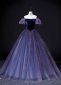 Gorgeous Deep Purple Shiny Tulle Velvet Prom Dress