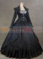 Black Long Sleeve Civil War Renaissance Victorian Ball Gown Dress