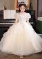 White Mesh Sequin Wedding Engagement Formal Dress For Children 3