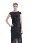 Womens Black Gold Flapper Dress Sequins 1920s Retro Cocktail Dress