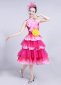 Women One Shoulder Theater Carnival Dance Petal Short Dresses Rose Red