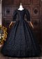 Vintage Black Floral Cotton Gothic Victorian Ball Dress 4