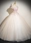 Princess A Line Off The Shoulder Champagne Appliques Prom Dress 1