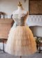 Off the Shoulder Pearl Short Multi Layered Cake Party Dress 2