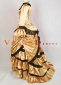 Gold Long Sleeves Lace 1886s Gothic Victorian Bustle Dress Renaissance Gown