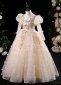 Children Long Sleeve Applique Sequin Tulle Prom Homecoming Dress 1