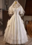 1950s Vintage Girls White Bride Wedding Dress Formal Stage Party Dresses