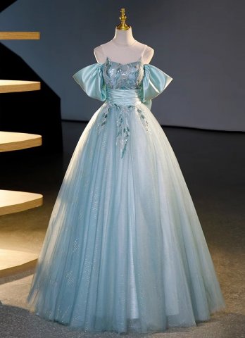 Plus Size Off Shoulder Sheer Prom Gown